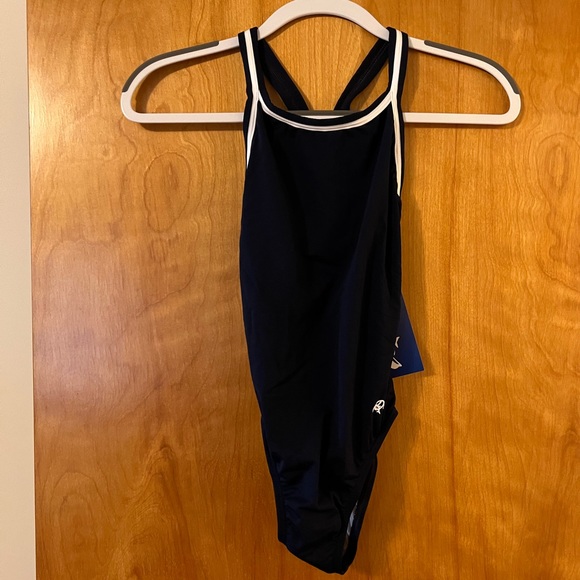 Dolfin Womens Swimsuit One Piece Bathing Swim Suit Navy Blue Vintage NWT Size 30 - Picture 1 of 12